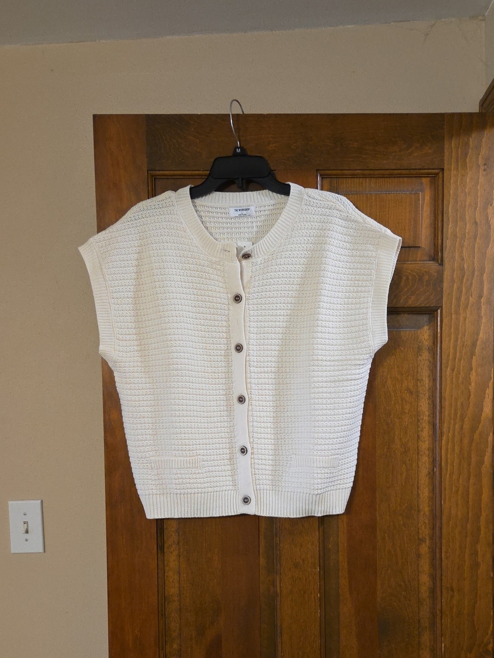 Classic Cream Knit Button-Front Women's Sweater
